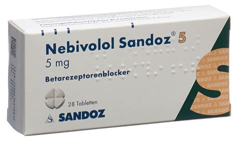 A Nebivolol Sandoz 5 mg tabletta csomagolása és a hatóanyag kémiai szerkezete