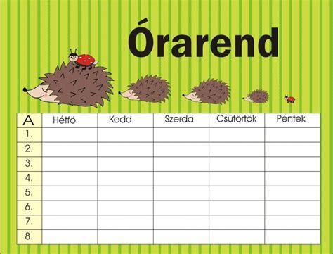Bölcsődei órarend