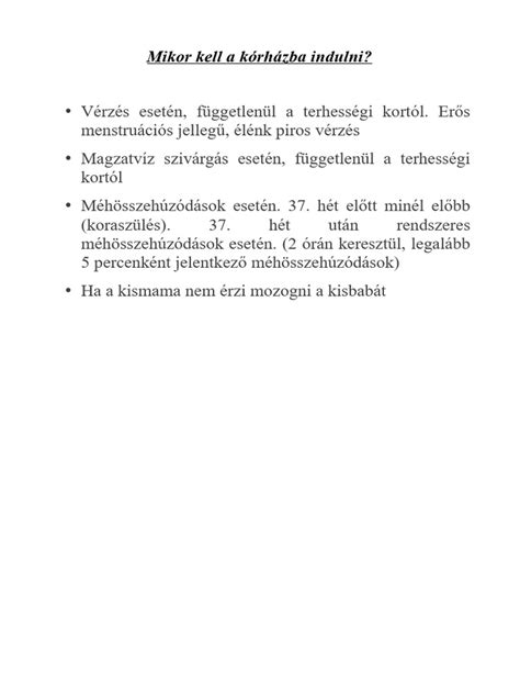 Mikor induljunk kórházba? (checklista)