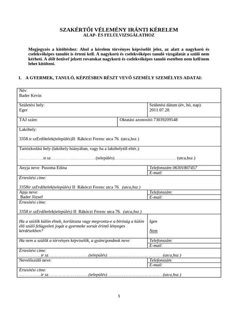 Család névváltoztatás iránti kérelem
