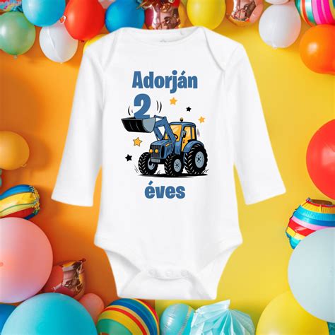 Traktoros mintás baby body