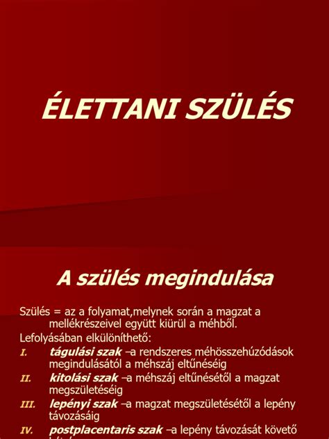 A szülés élettani folyamatának diagramja