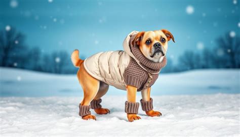 Kutya téli sétán kutyakabáttal és cipővel