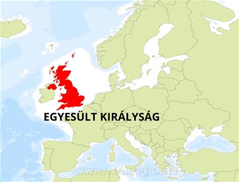 Térkép: Az Egyesült Királyság elhelyezkedése Európában