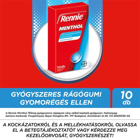 Rennie Menthol rágógumi csomagolása