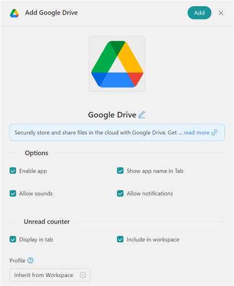 Google Drive felület