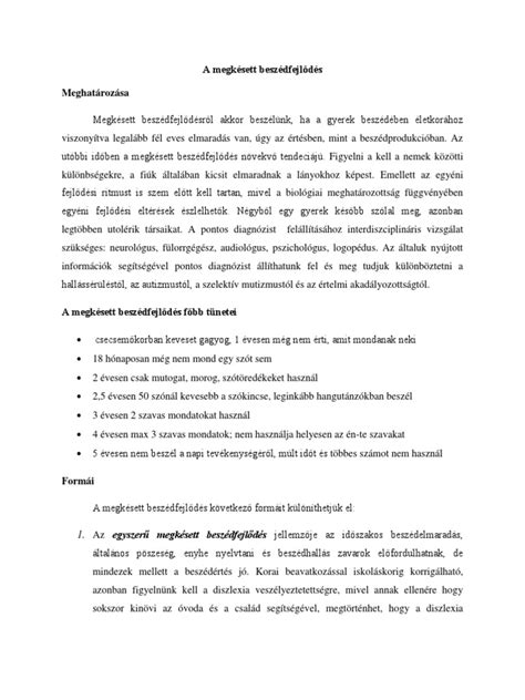 Komplex fejlesztési lehetőségek megkésett beszédfejlődés esetén