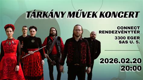 A Tárkány Művek zenekar egy koncerten, ahol a hangszerek és a tagok jól láthatóak.