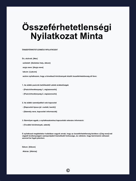 Összeférhetetlenségi nyilatkozat