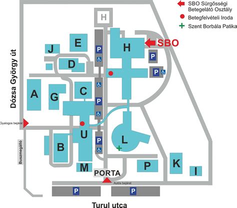 Kórházi alaprajz orvosi egységekkel