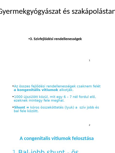 Szívfejlődési rendellenességek típusai