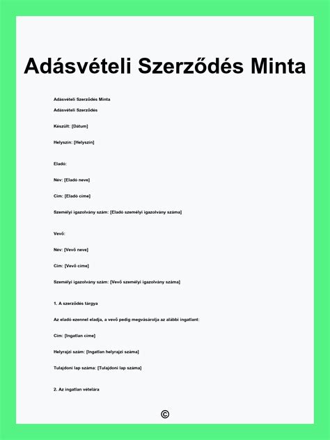 Az adásvételi szerződés folyamatát és főbb szereplőit bemutató sematikus ábra.