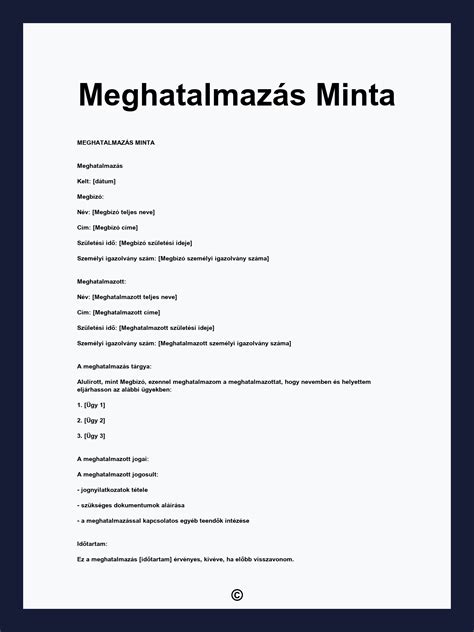 A meghatalmazás jogi formáit és követelményeit bemutató táblázat