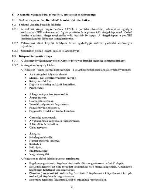 Szakmai vizsga struktúrája