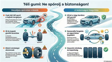 Összehasonlító grafikon a féktávról új és kopott téli gumik esetén