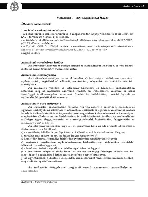 Az iratkezelési szabályzat felépítése
