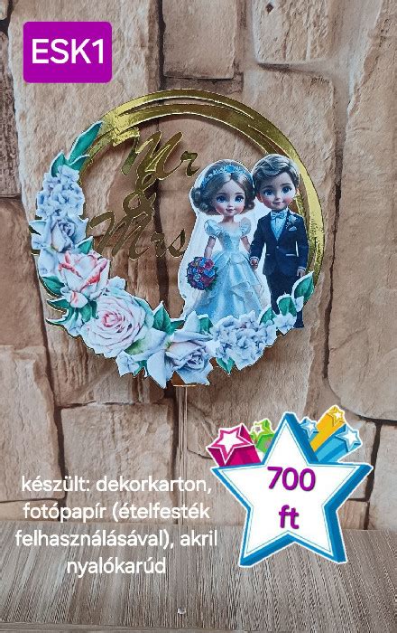 Különböző típusú esküvői tortadíszek