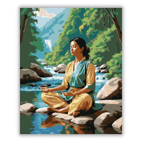 Nő meditál a természetben, stresszcsökkentés céljából