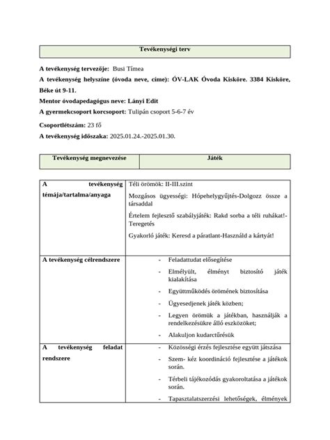 Játéktevékenység a kisgyermeknevelésben