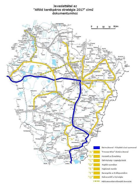 Séma: Rákosmente kerékpárút hálózata és B+R parkolók elhelyezkedése
