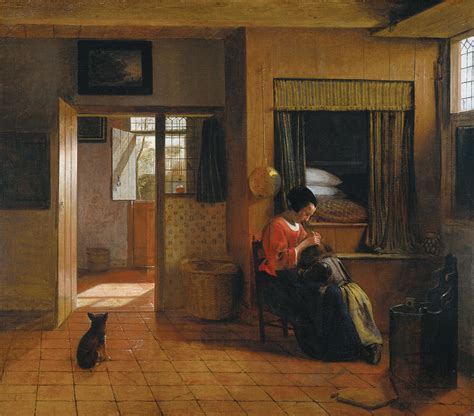 Pieter de Hooch stílusára jellemző belső tér ábrázolása