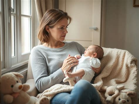 Újdonsült anyuka a babájával, aki a baba érkezését követő kihívásokkal küzd