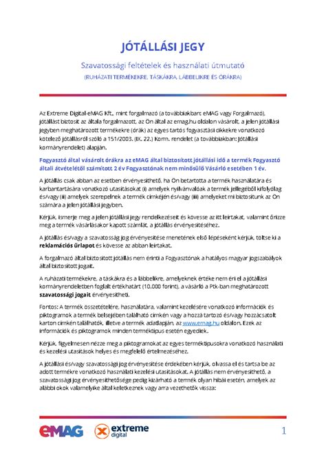 A szavatossági és jótállási feltételek összefoglalása
