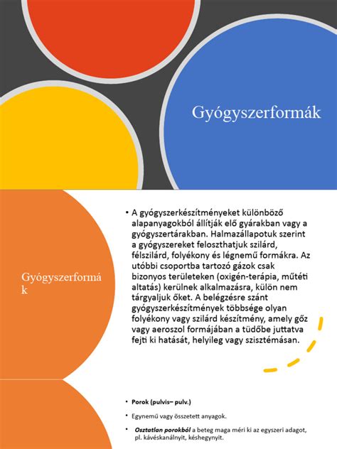 Különböző gyógyszerformák és adagolások