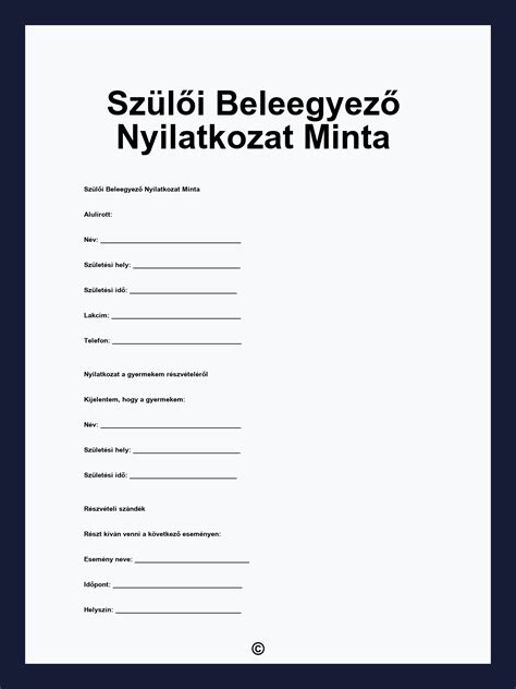 Beleegyező nyilatkozat minta