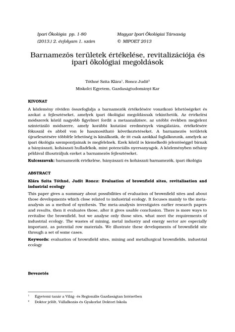 Barnamezős területek revitalizációja