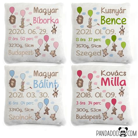 Babaplédek születési adatokkal és pasztell színekkel