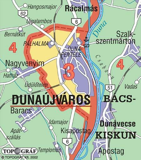 Dunaújváros térképe a bölcsődék elhelyezkedésével