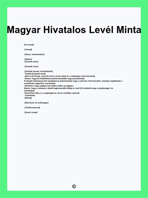 hivatalos levél sablon