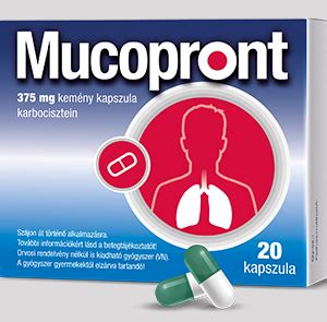 A Mucopront szirup és kapszula csomagolásának illusztrációja