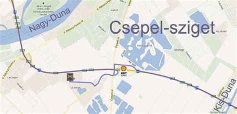 Csepel térkép, megjelölve a klub helyszínét