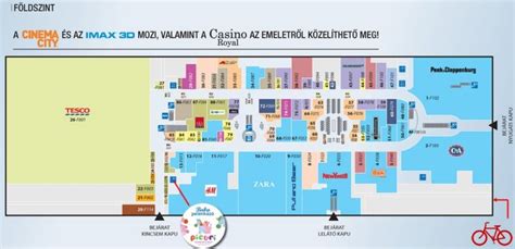 Arena Mall belső térképe a szolgáltatások elhelyezkedésével