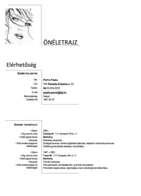 Önéletrajz felépítése