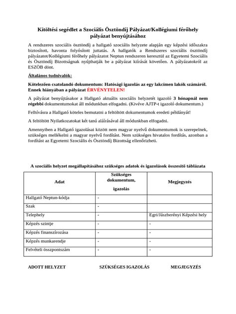 Dokumentumok és igazolások listája