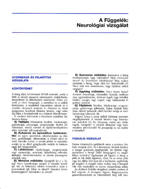 gyermek neurológiai vizsgálat