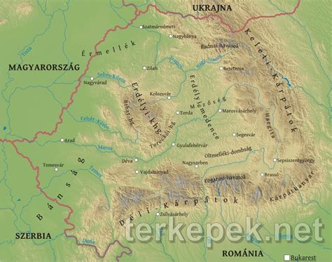 Erdély térképe a tanulmányi utak állomásaival