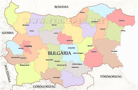 Bulgária térképe a fontosabb repülőterekkel