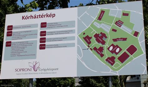 Sopron térképe a kórház elhelyezkedésével