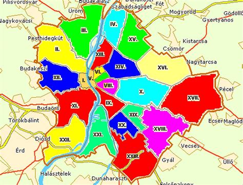 Budapest kerületei és anyatejgyűjtő állomások térképe