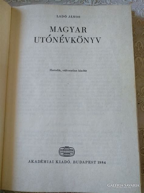 magyar utónévkönyv címlapja