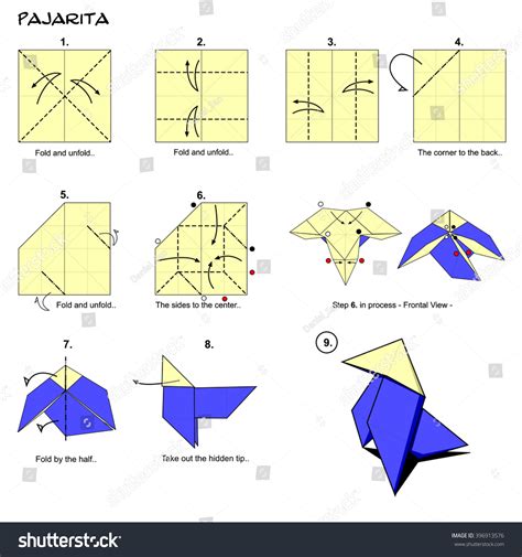 Pajarita origami madár
