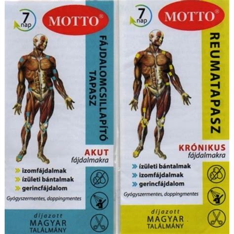 A Motto tapasz különböző színű csomagolásai és felhasználási területei