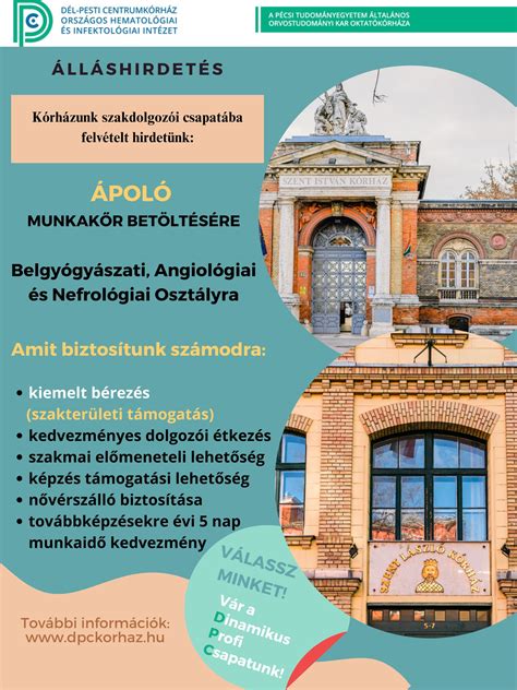 Álláshirdetés szövege kiemelt dátumokkal és elérhetőségekkel