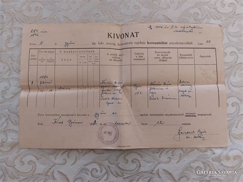 Keresztelési anyakönyvi kivonat