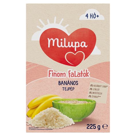 Milupa banános tejpép csomagolása