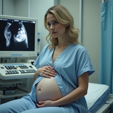Kismama ultrahang vizsgálaton, orvos magyarázza a képernyőt